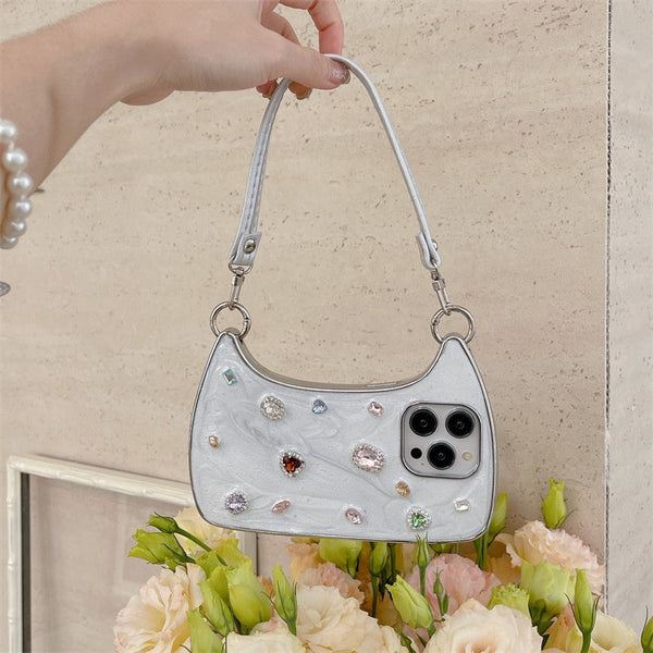 💎🦋 Crystal Butterfly Phone Case & Mini Handbag Set with Detachable Shoulder Strap