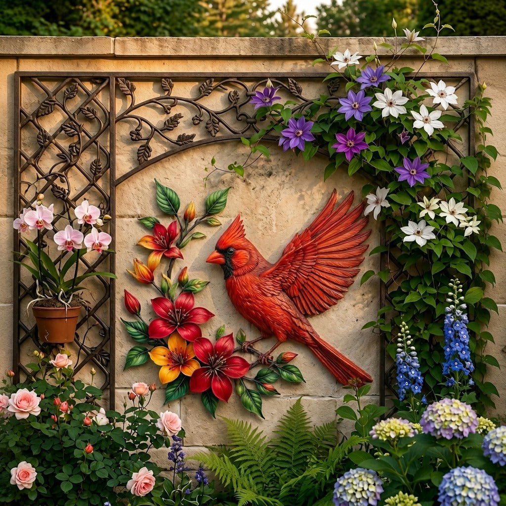 🔥Summer Sale 49% OFF🐦 Blooming Cardinal Metal Wall Art Décor