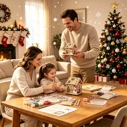🏡 DIY Christmas Village Wooden House Diamond Art Kit – 3D Rhinestone Holiday Decor