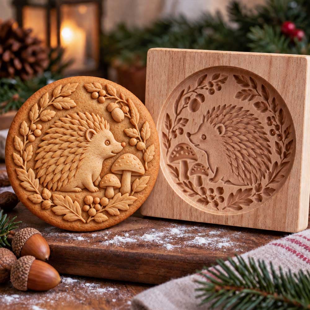 🍪🦊 Woodland Animal Cookie Molds – Embossed Wooden Baking Stamps
