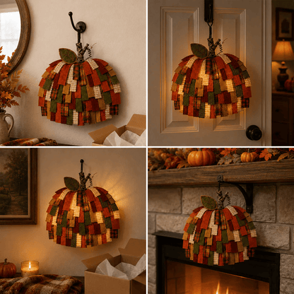 🎃Handmade Patchwork Pumpkin Door Hanger for Fall & Thanksgiving Decor🍂