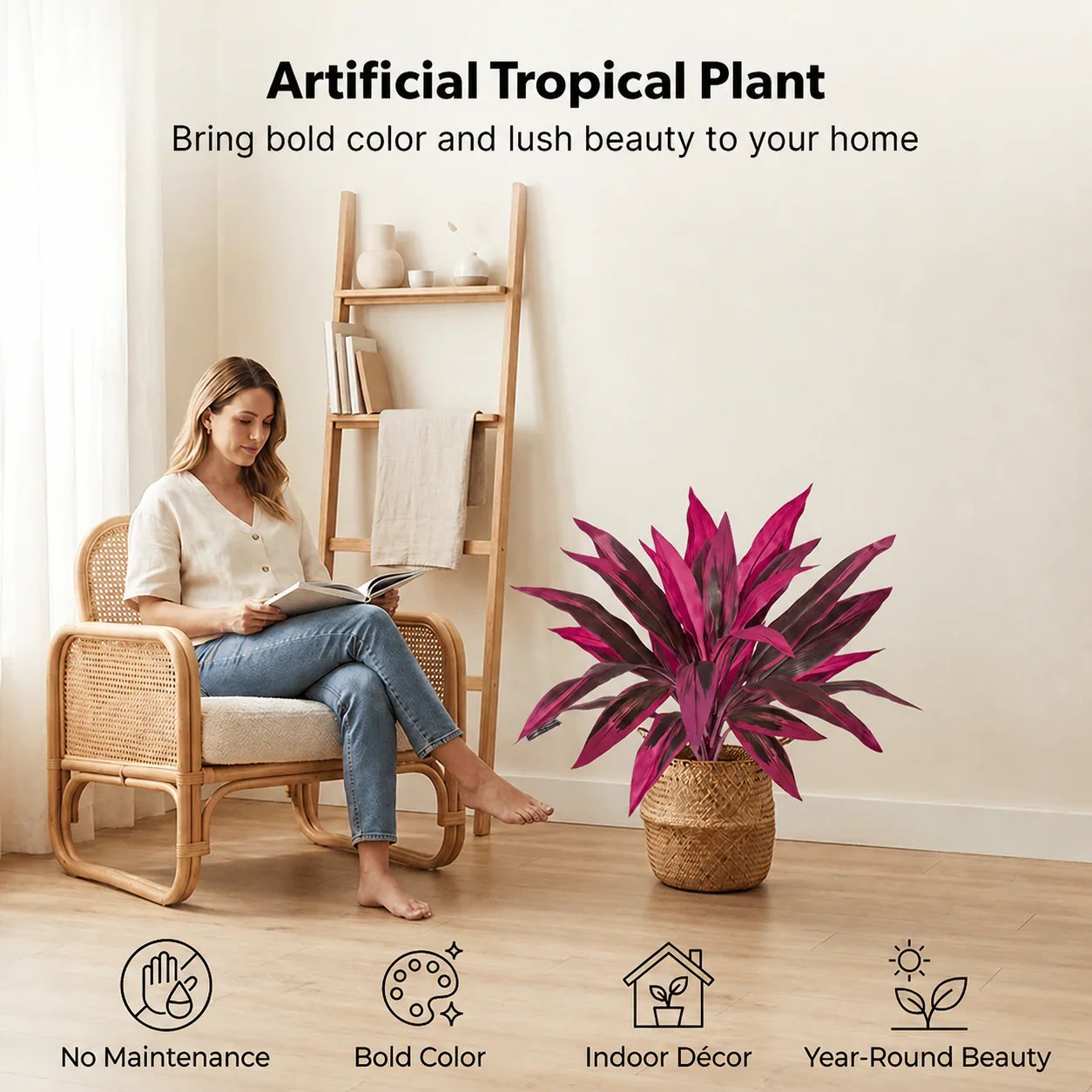 🎁 Last Day 49% OFF🌿 Realistic Boston Fern & Dragon's Blood Tree Faux Plants