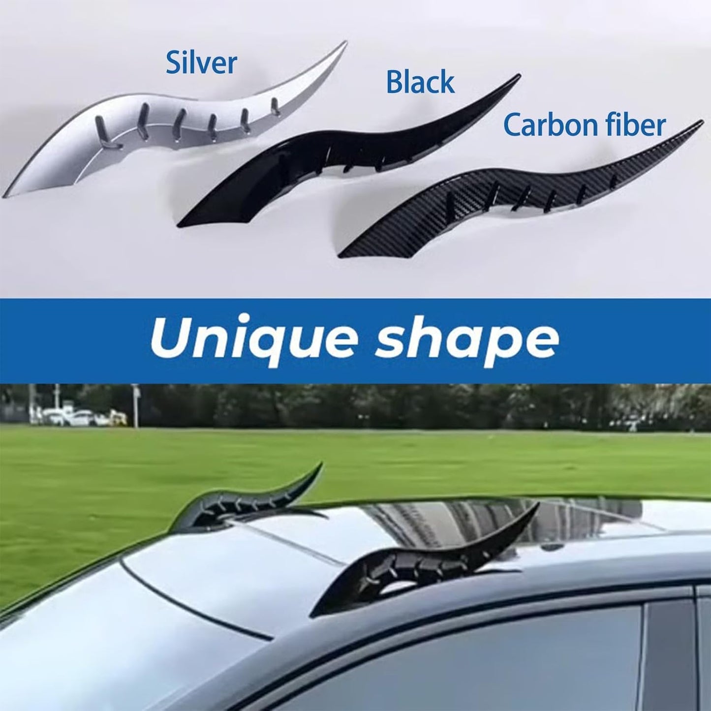 Car Roof Dragon Horn Modification, Universal Auto Roof Decoration, High-Strength All-Weather Waterproof 3D Bull Horns Stickers, for SUV, Sedan, Hatchback - Find Your Car In Parking Lot