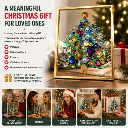 🎄 Gemstone Christmas Tree Stained Glass Art — Bring Magical Christmas Sparkle Into Your Home ✨
