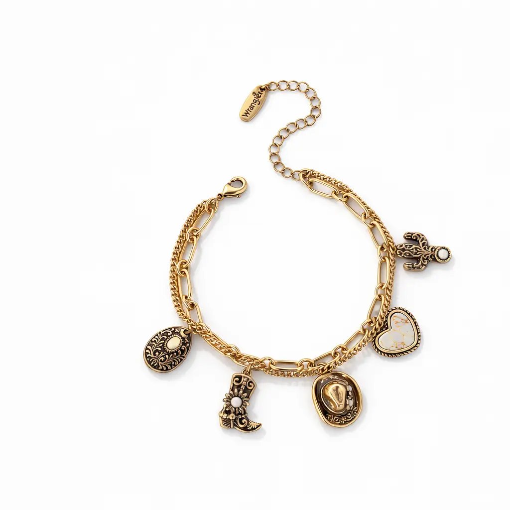 🏇🤠Western Cowgirl Charm Bracelet – Boot, Hat, Cactus & Heart Charms🌵