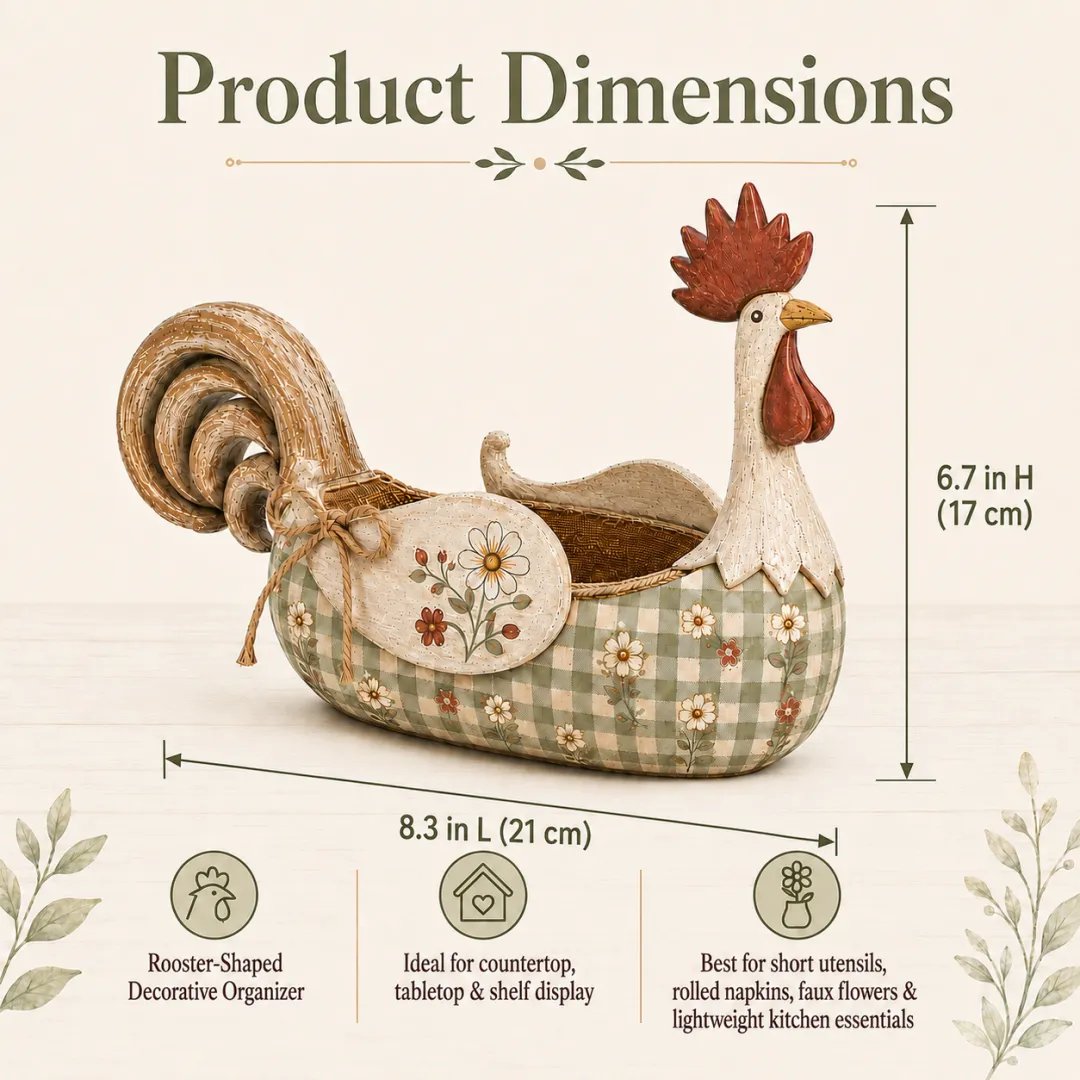 🔥🐓 Vintage Rooster Utensil Holder – Rustic Farmhouse Kitchen Décor & Storage