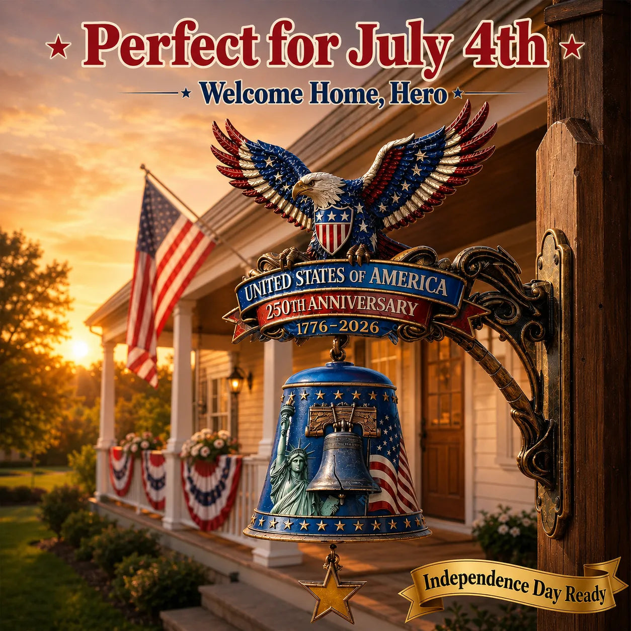 🇺🇸 America 250 Patriotic Freedom Bell Wall Decor