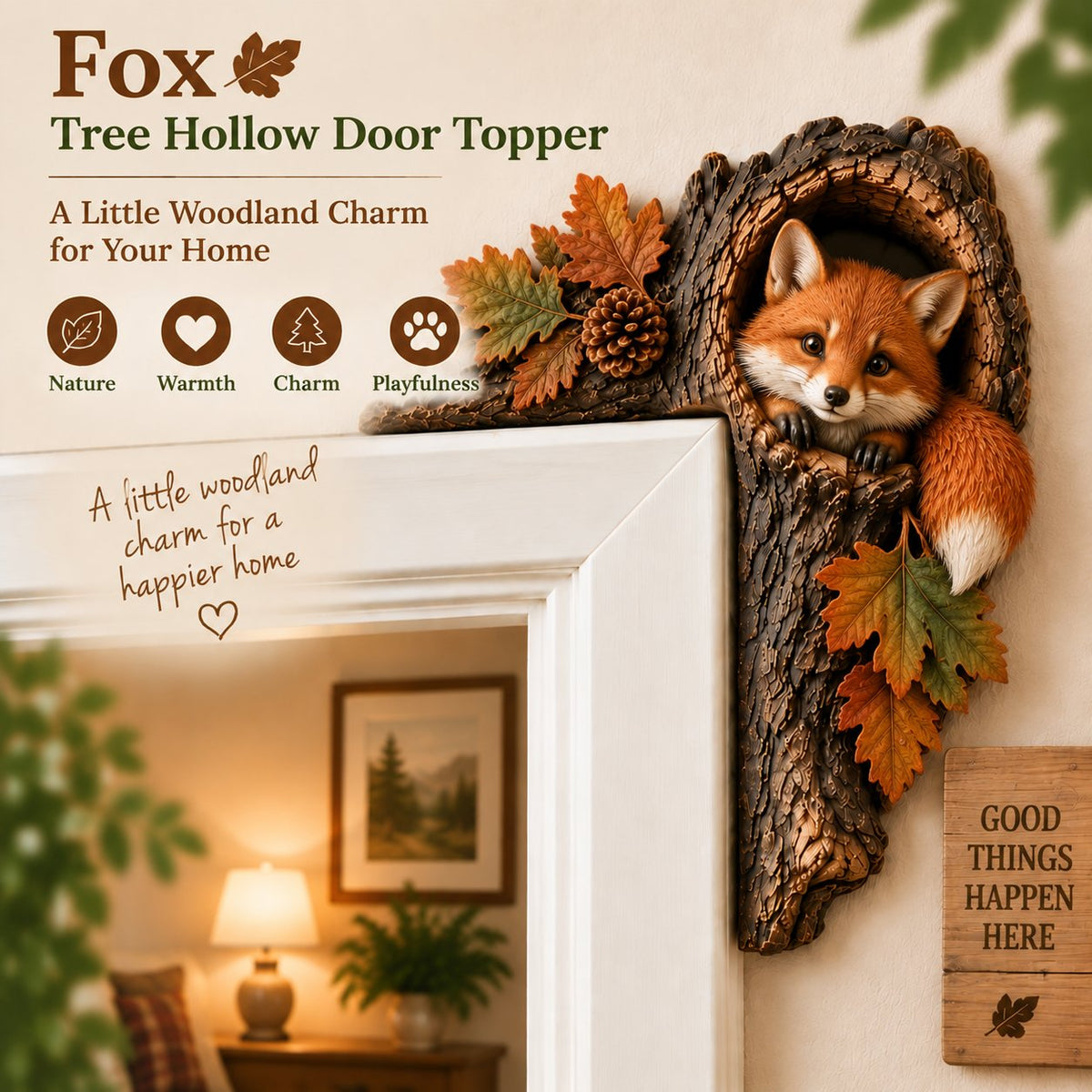⏰ Last Day 50% OFF 🐿️ Tree Hollow Chipmunk Door Topper – Bring Woodland Whimsy Home 🍂✨