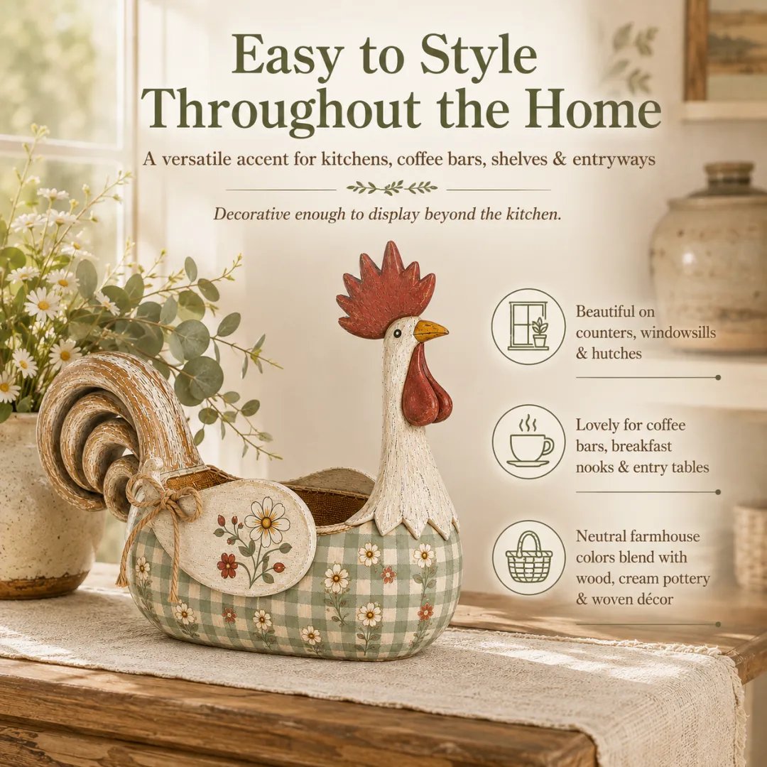 🔥🐓 Vintage Rooster Utensil Holder – Rustic Farmhouse Kitchen Décor & Storage