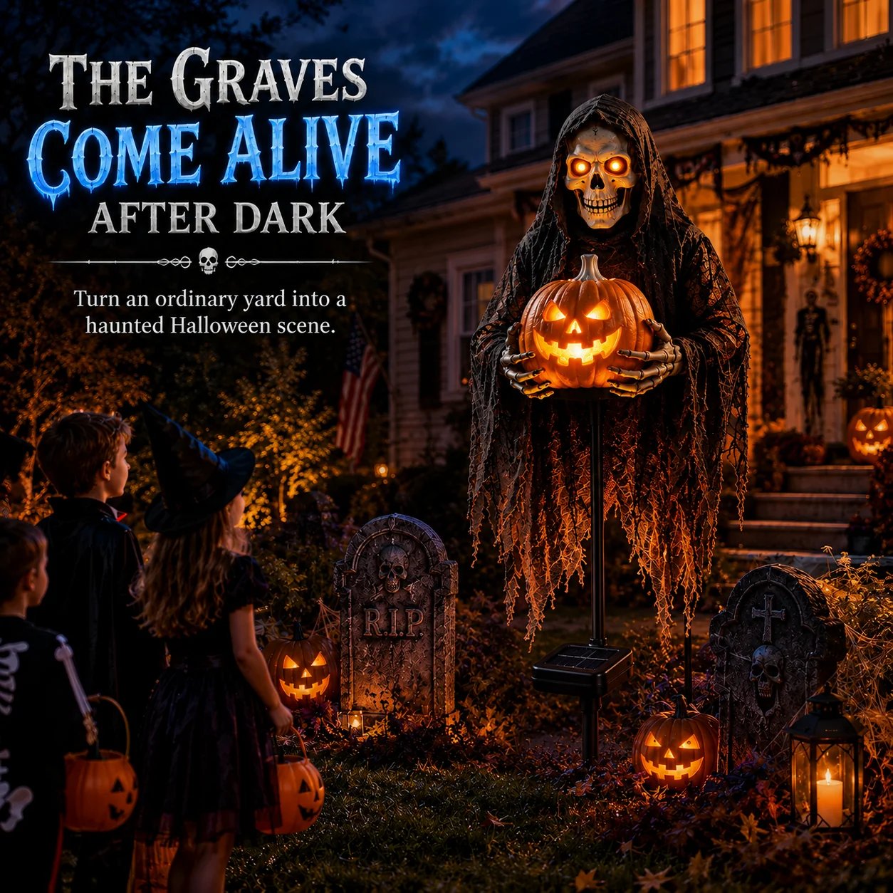 🎃💀 Soul Collector™ Pumpkin Reaper – A Glowing Halloween Yard Showstopper