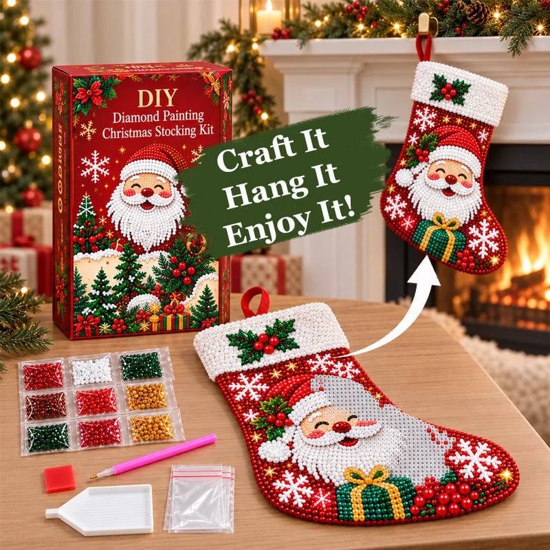 🎄 Sparkle & Stitch Christmas Stocking Kit | 6 Diamond Art Designs ✨