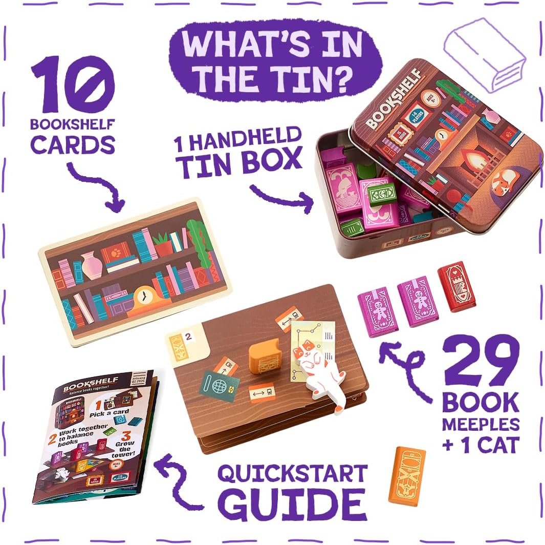 📚🎲Bookshelf Balance Stacking Game in Travel Tin