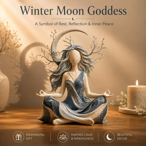 🧘Crescent Moon Serenity Sculpture – Hand-Painted Nature Figurine For Peaceful Spaces