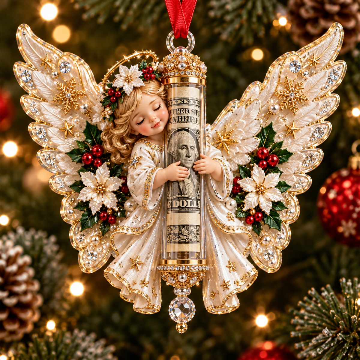 🎁 A Little Christmas Blessing™ | Angel Cash Holder Ornament 👼