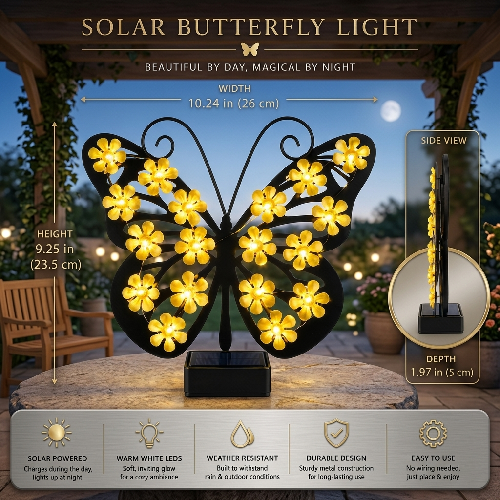 🦋☀️Solar Flapping Wing Butterfly Garden Wall Light