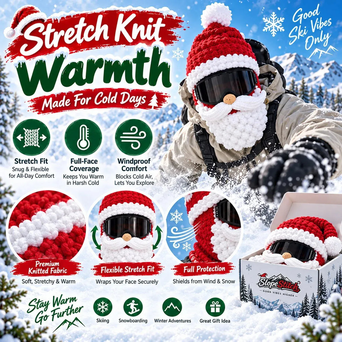 🎅❄️ Christmas Character Ski Mask™ | 3D Knit Full-Face Cover in 3 Festive Styles