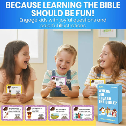 📖 Bible Trivia Challenge for Kids – 300 Questions, 150 Cards, Perfect for Family Game Night & Sunday School