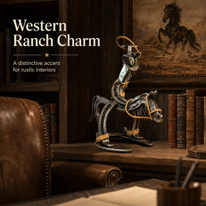 🐎 Handmade Horseshoe Cowboy Rider Metal Art Western Decor Ornament