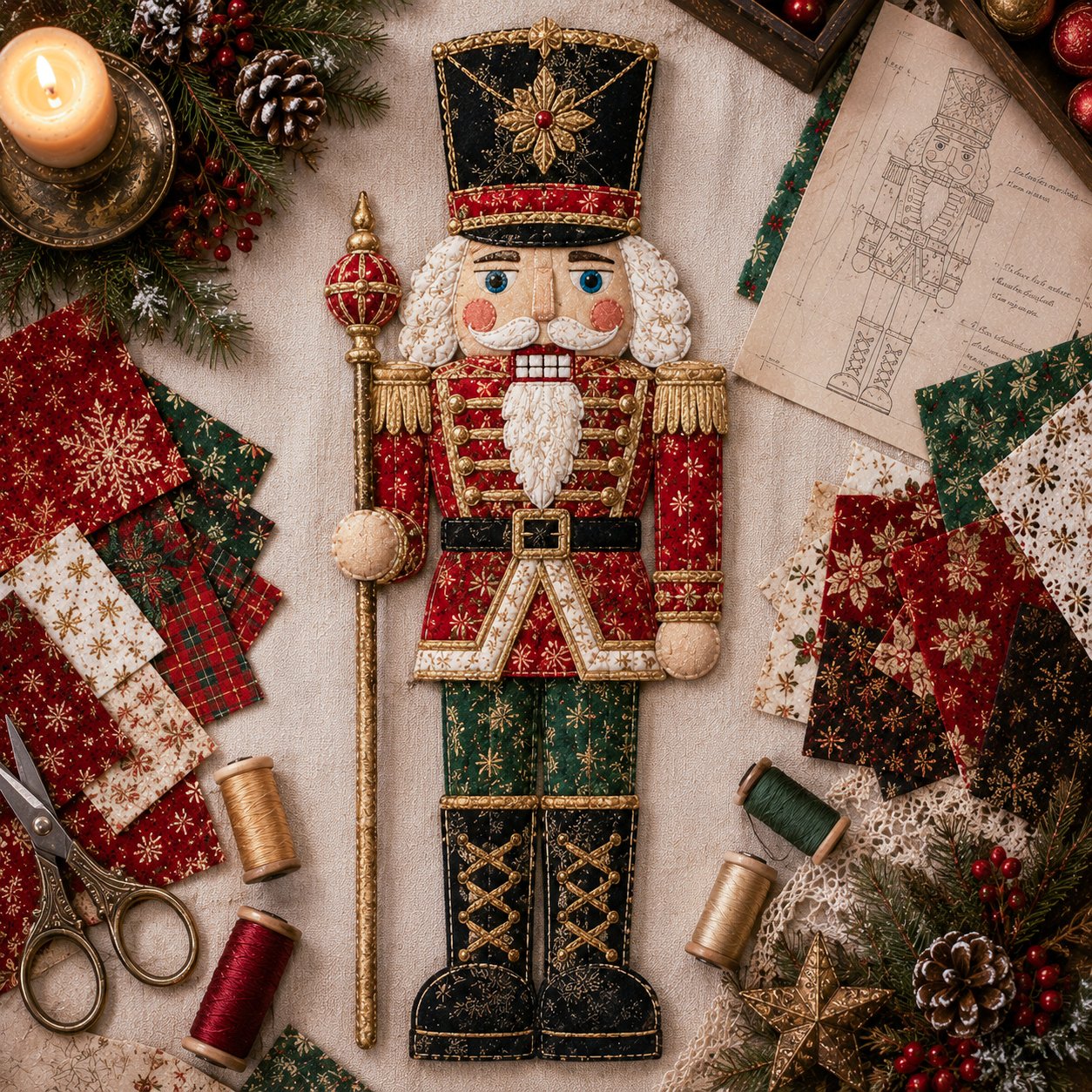 🔥🎅🎄 Christmas Patchwork Fabric DIY Decor Kit – Beautiful Handmade Décor, No Experience Needed