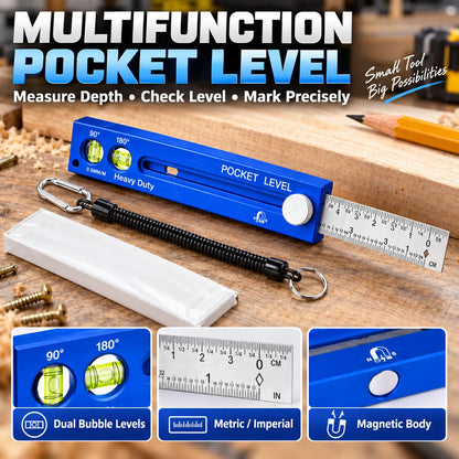 📏 4-in-1 Multifunction Pocket Level & Depth Gauge – Measure, Level, Mark & Position