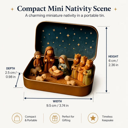 ✝️✨ Mini Nativity Keepsake Tin – Pocket-Sized Christmas Scene Set