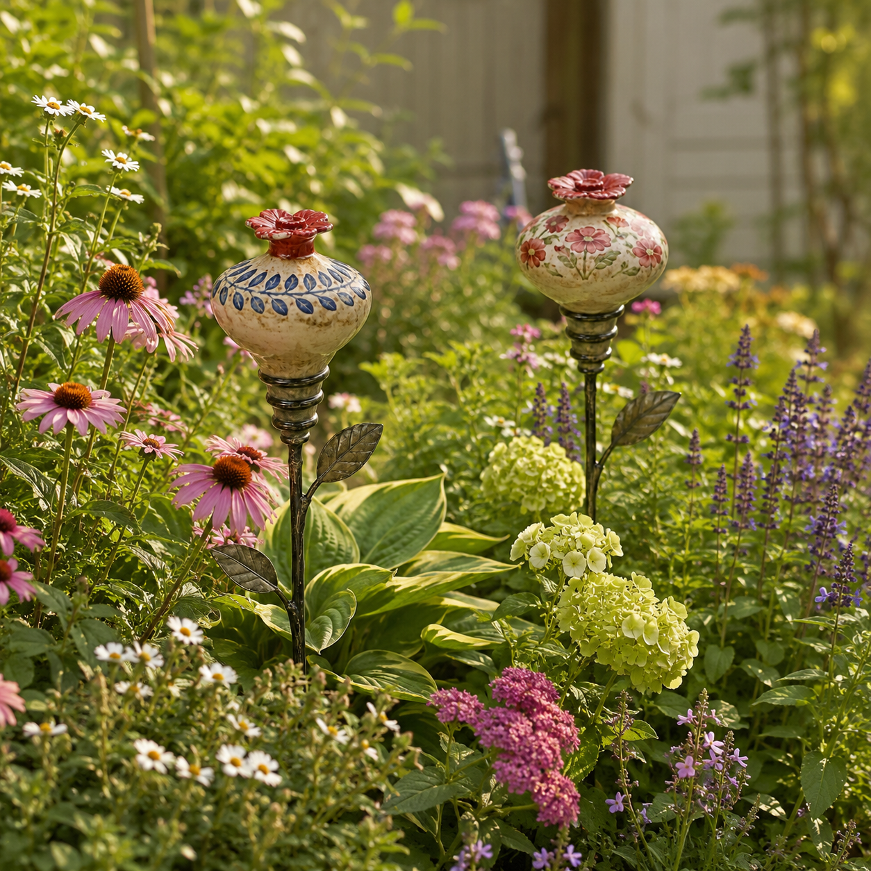 🌺Vintage Ceramic Hummingbird Feeder – Decorative Flower Garden Stake