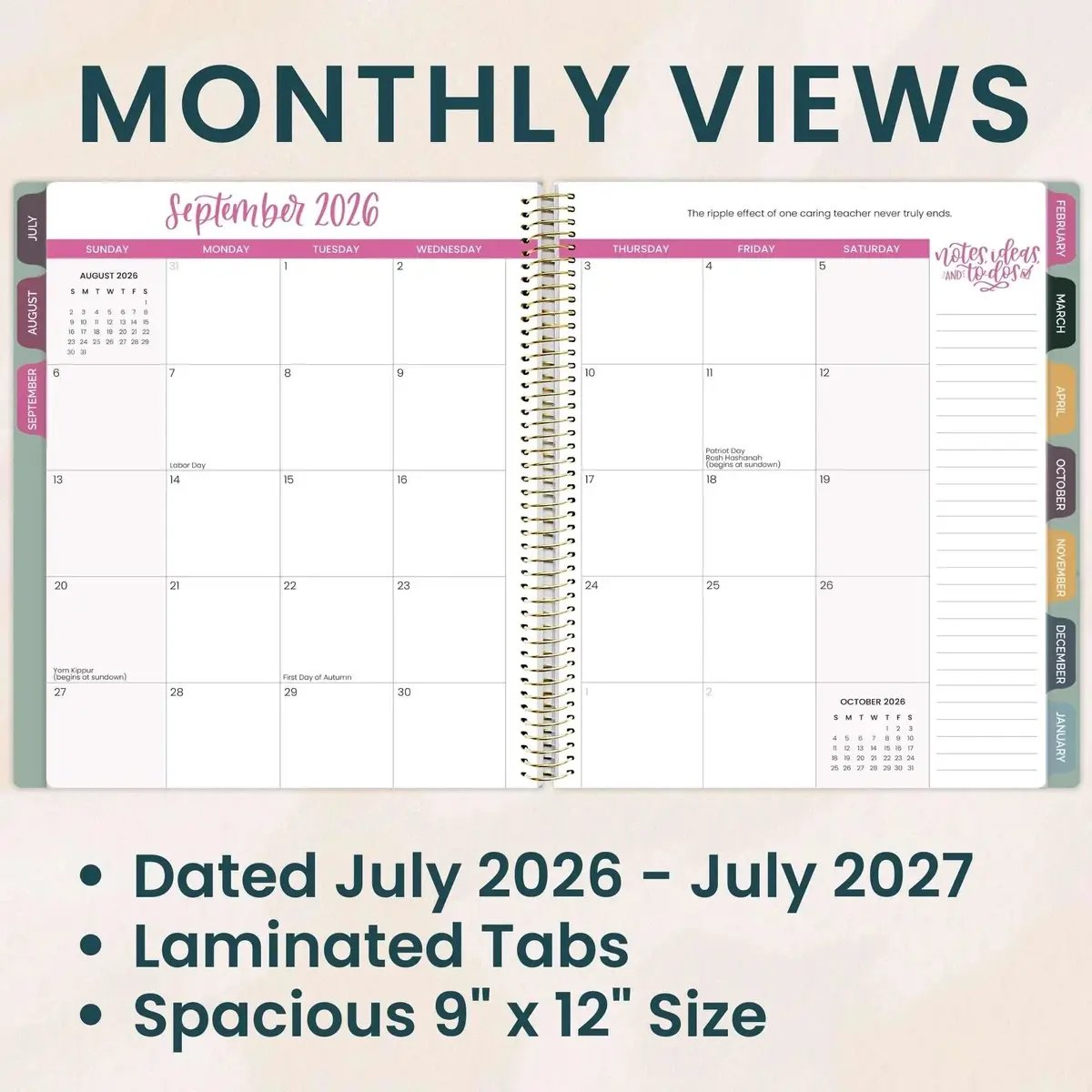 📚🧑‍🏫Teacher Appreciation Gift 2026-27 Dated Planner 13 Month Classroom Organizer