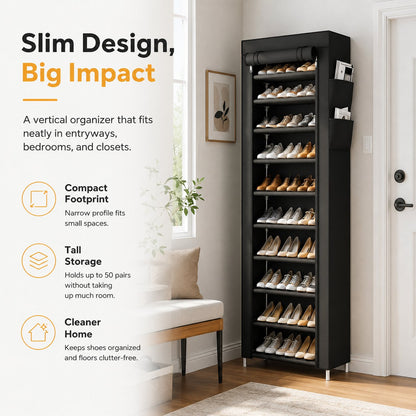 👟 Home Organization Sale 50% OFF —👟✨ SpaceSmart Shoe Cabinet – Dust Covered Vertical Storage Organizer