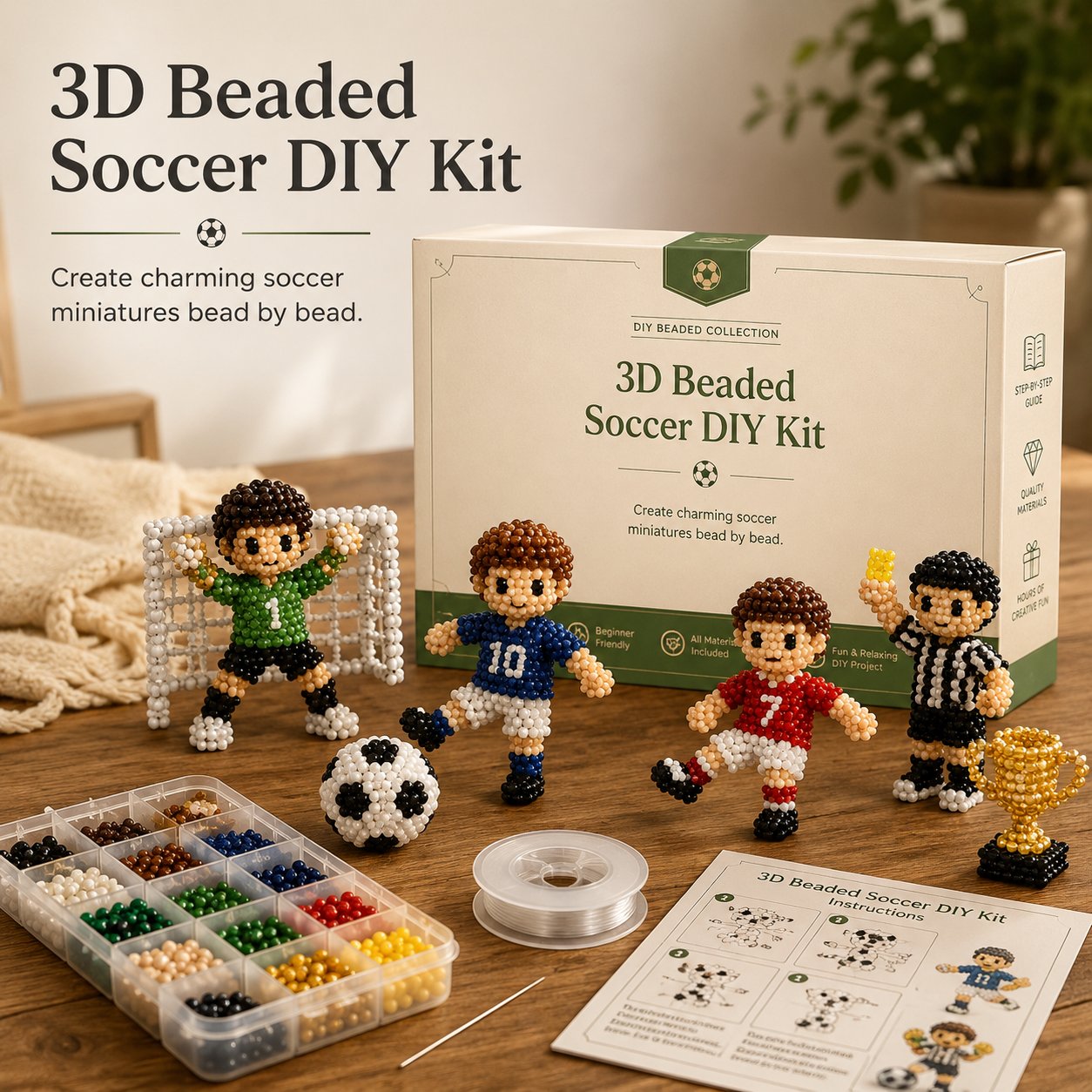 🔥LAST DAY 50% OFF⚽ Soccer Fan Beaded Craft Kit |Build Your Dream Team