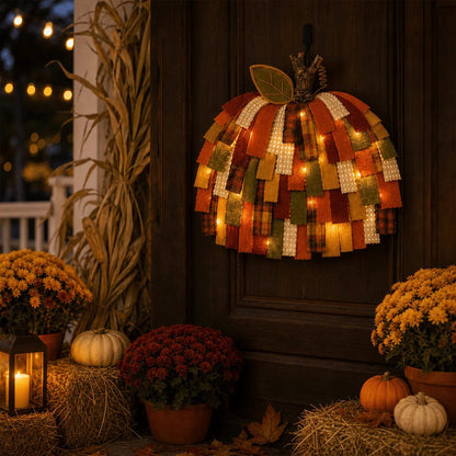 🎃Handmade Patchwork Pumpkin Door Hanger for Fall & Thanksgiving Decor🍂