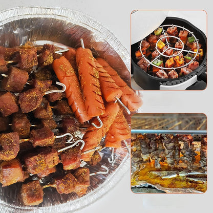 🔥🍢Air Fryer Skewer Rack With 24 Sticks Vertical No-Flip Kabob Rack