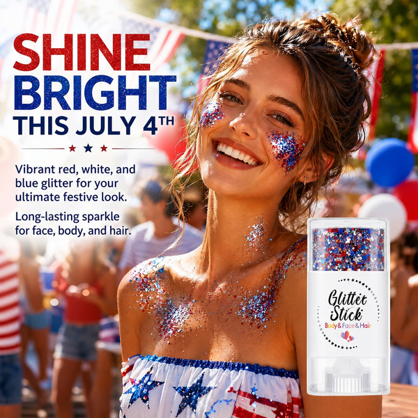 🥳2026 HOT SALE💞3 in 1 Patriotic Glitter Body Stick Red White Blue Glow