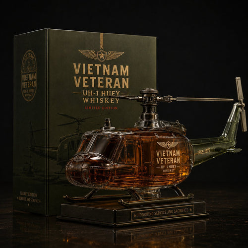 🇺🇸 Vietnam Veteran UH‑1 Huey Whiskey Decanter (1965‑1975) 🚁🥃