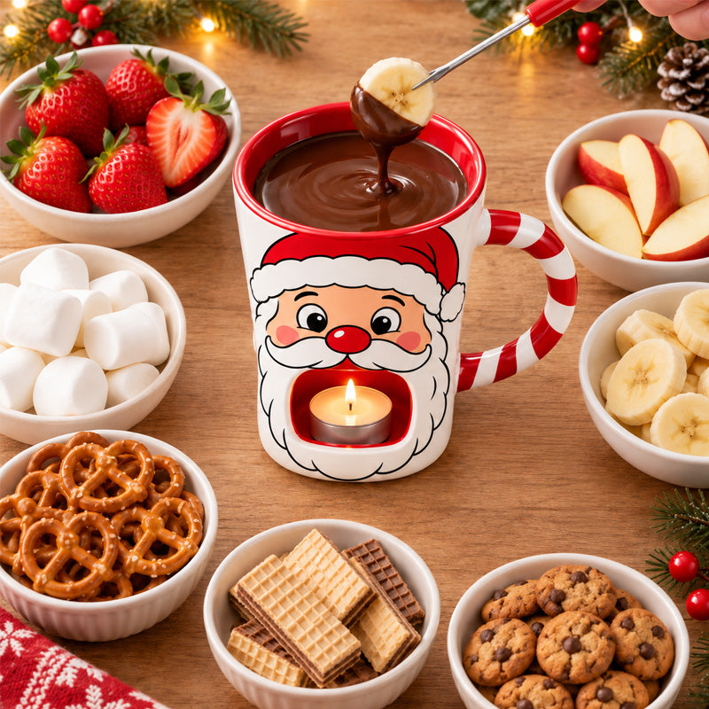 🎅 Melt a Little Christmas Magic | Santa Chocolate Fondue Mug 🍫