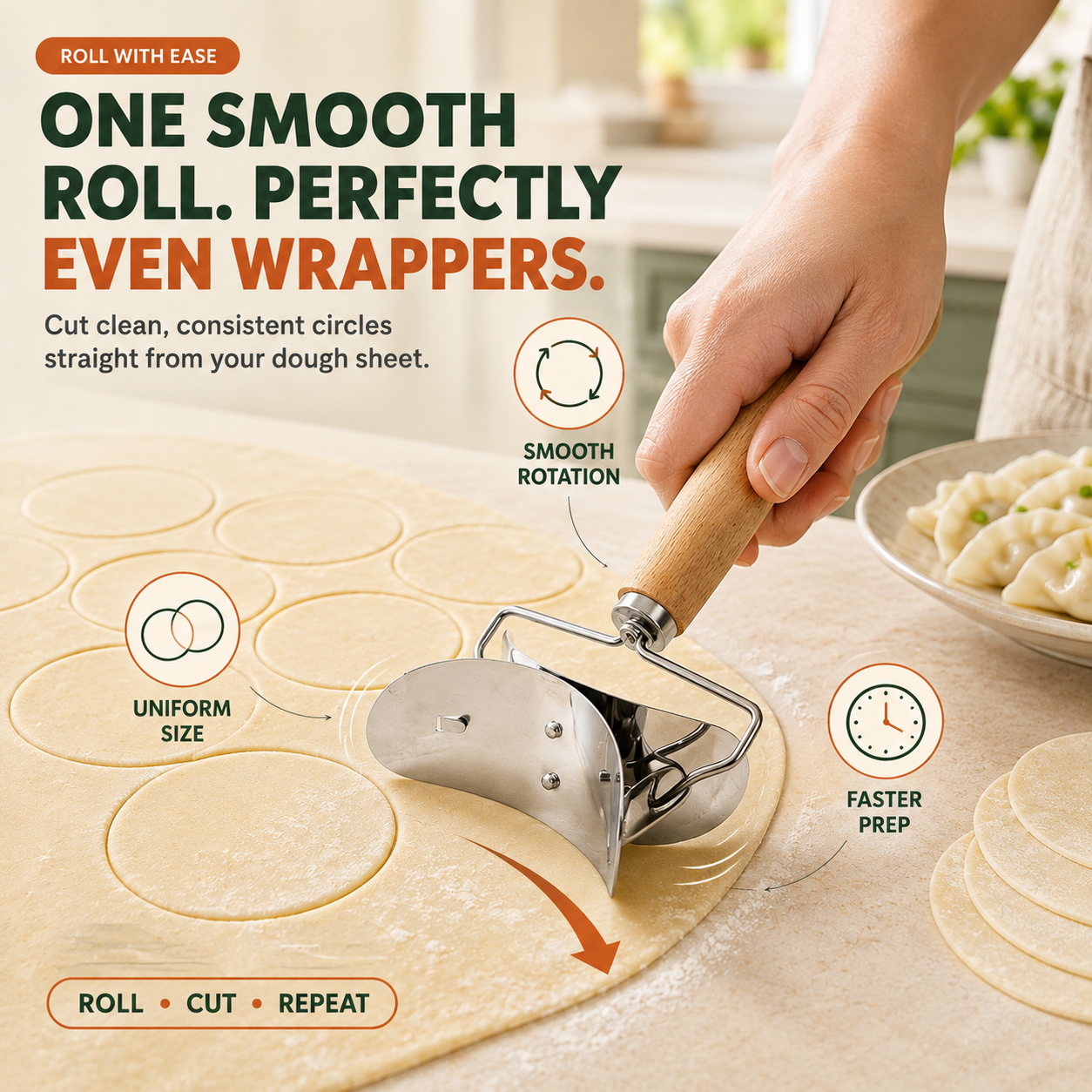 🥟Easy Dumpling Maker & Dough Cutter Set – Roll, Fill, Press & Seal Homemade Dumplings