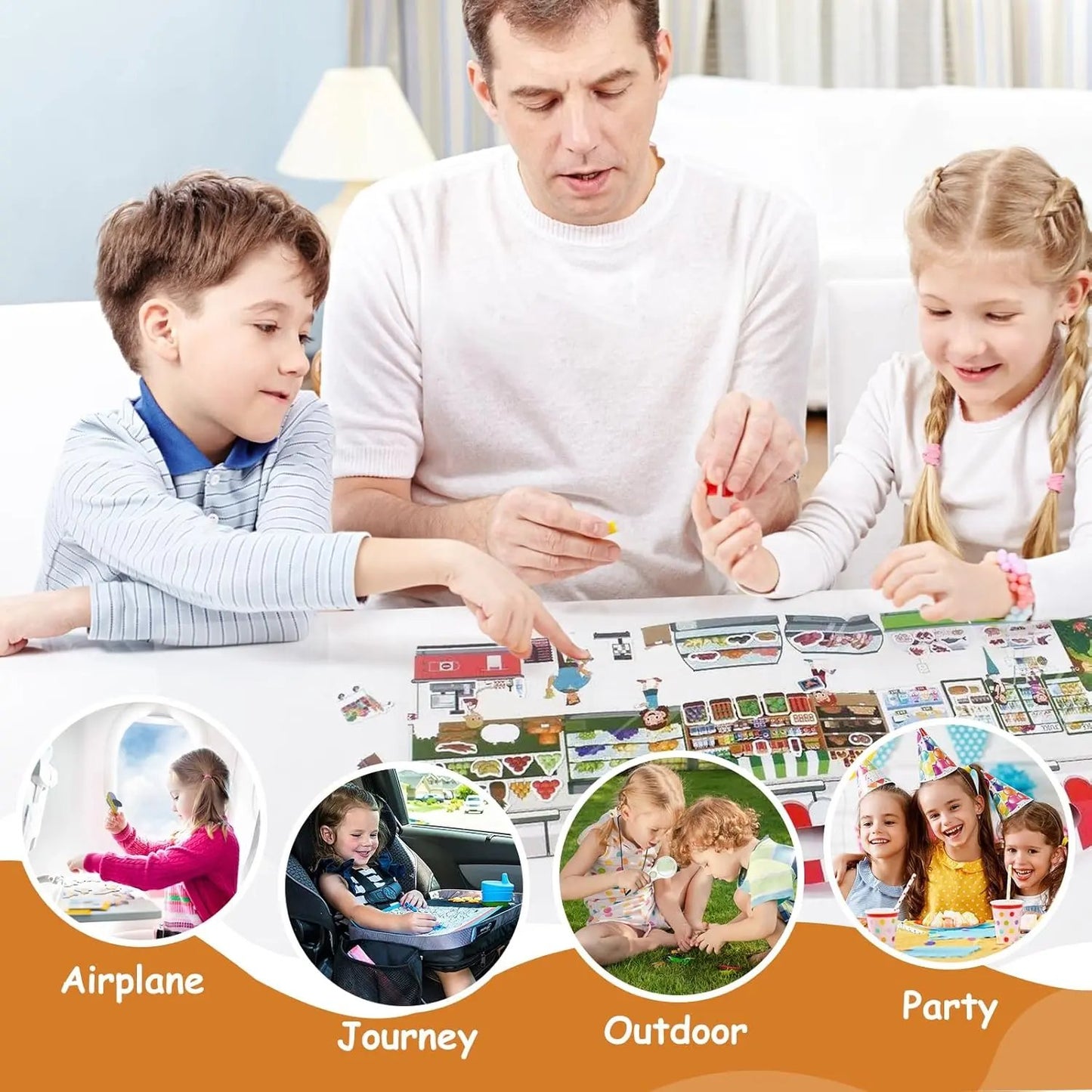 🧠📚 Reusable Silicone Sticker Activity Book for Toddlers 2–5🦖🎨