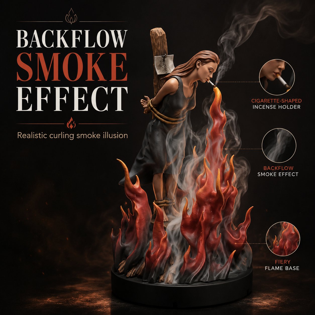 🖤🌙Enchantress Backflow Incense Burner – Gothic Witch Sculpture