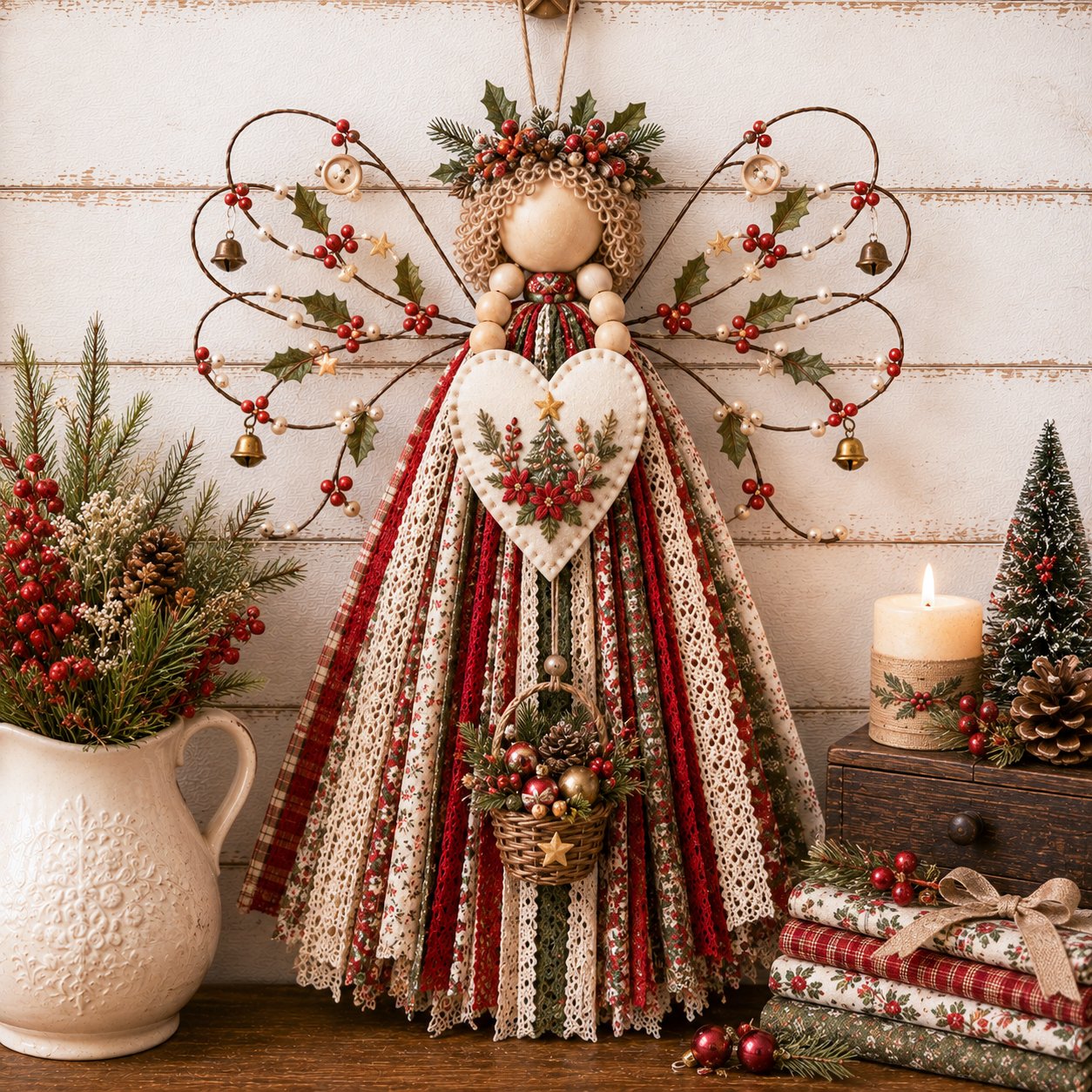 🪽 Vintage Wire‑Wing Angel Fabric DIY Craft Kit
