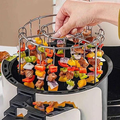 🔥🍢Air Fryer Skewer Rack With 24 Sticks Vertical No-Flip Kabob Rack