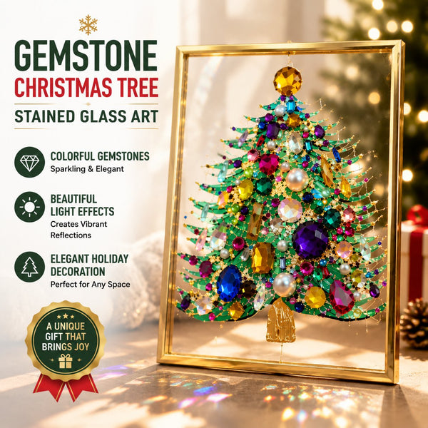 🎄 Gemstone Christmas Tree Stained Glass Art — Bring Magical Christmas Sparkle Into Your Home ✨