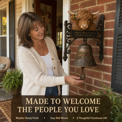 🎅 2026 Christmas Gift 50% Off🐂 Highland Cow Welcome Bell – Rustic Farmhouse Door Décor🔔