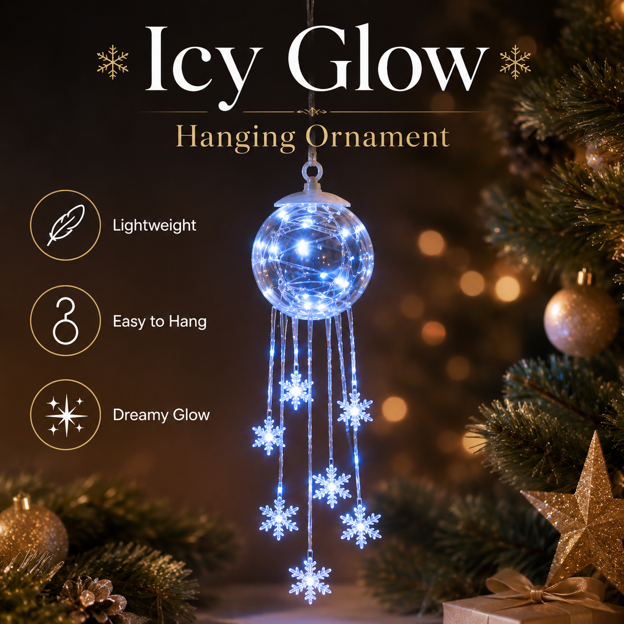 Winter Magic Snowflake Cascade™ – LED Hanging Christmas Ornament❄️