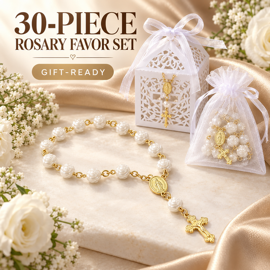 📿 30 Piece Rosary Bracelet Gift Set | Includes Pouches, Gift Boxes & Blessing Cards 🎁