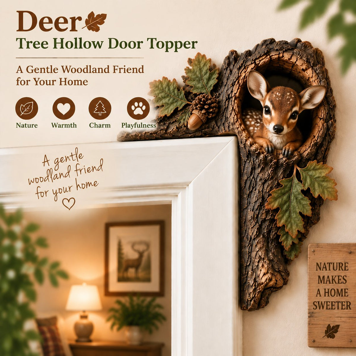 ⏰ Last Day 50% OFF 🐿️ Tree Hollow Chipmunk Door Topper – Bring Woodland Whimsy Home 🍂✨