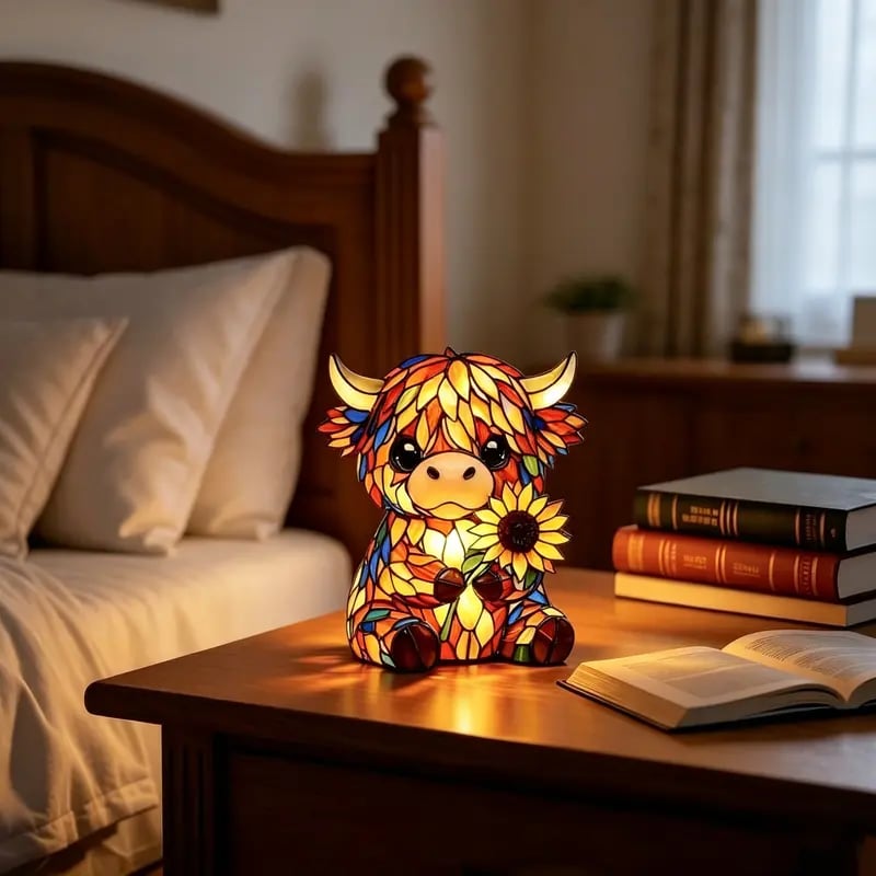 🌻Mother's Day Sale 49% OFF- 🐮Creative Highland Cow  Sunflower LED Night Light