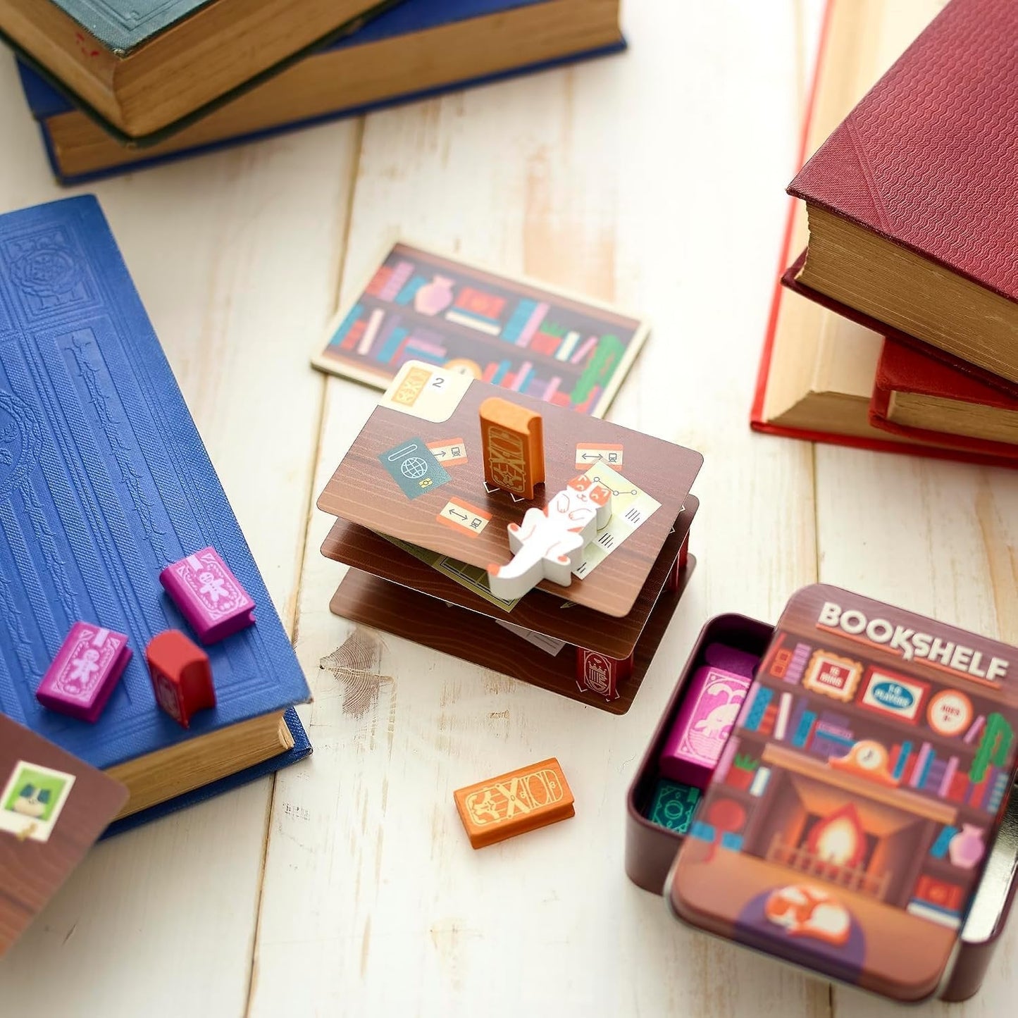 📚🎲Bookshelf Balance Stacking Game in Travel Tin