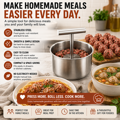 🥩 Stainless Steel Meatball Maker – Make 6 or 12 Perfect Meatballs at Once
