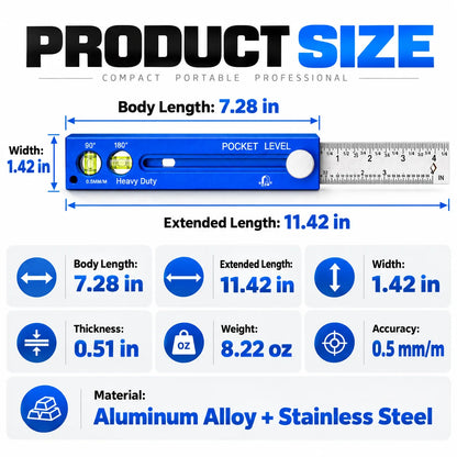 📏 4-in-1 Multifunction Pocket Level & Depth Gauge – Measure, Level, Mark & Position