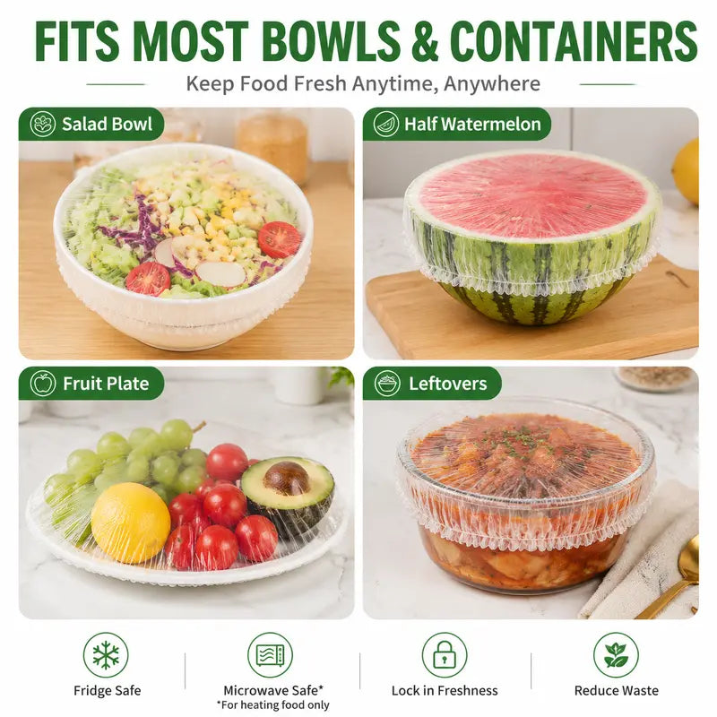 🥗 🥗 100PCS Ultra Stretch Food Covers | Keep Every Meal Fresh Longer🥡