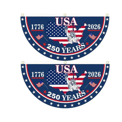 🎆 USA 250th Anniversary Half Fan Flag 1776–2026 Patriotic Bunting Banner